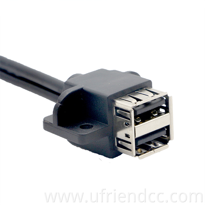 customized Dual layer usb 2.0 female panel mount with screw to Dupont 2.54mm pin pitch cable